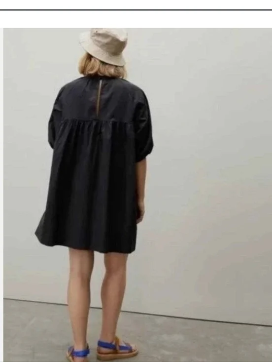 Everlane Black Puff-Sleeve Mini Dress - Picture 2 of 5